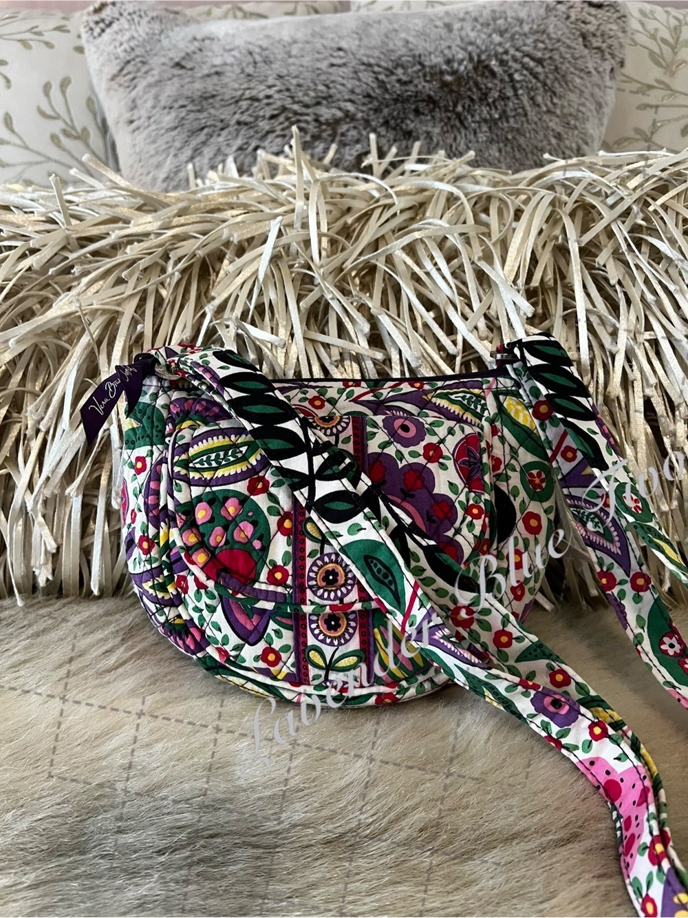 VERA BRADLEY Viva La Vera 2011 Little Lizzy Crossbody Purple Green Y2K Floral
